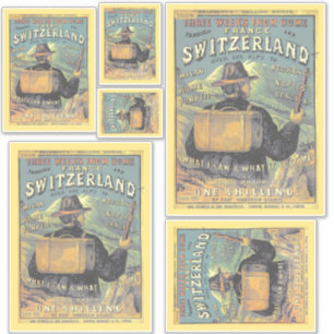 Pegatina Guía turística retro de Suiza Ilustración