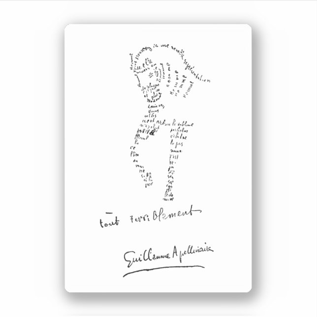 Pegatina Guillaume Apollinaire, Calligramme Cheval (Anverso)