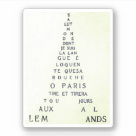 Pegatina Guillaume Apollinaire, Eiffel Calligramme