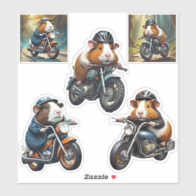 Pegatina Guinea Pig Biker Friends Multiple  Sticker Sheet (Hoja)