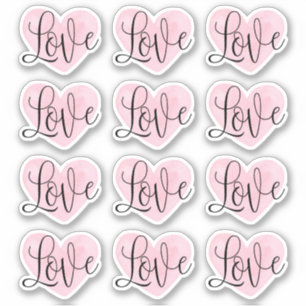 Pegatina Guión de amor. Día de San Valentín de corazón rosa