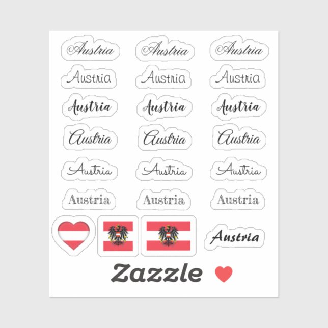 Pegatina Guión elegante Austria y Bandera austriaca /conjun (Hoja)