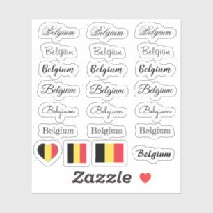 Pegatina Guión elegante Bélgica & Bandera belga /nombre Set