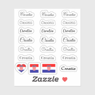Pegatina Guión elegante Croacia & Bandera croata /nombre Se