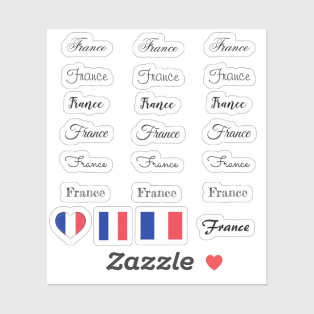 Pegatina Guión elegante Francia & Bandera francesa /nombre  (Hoja)