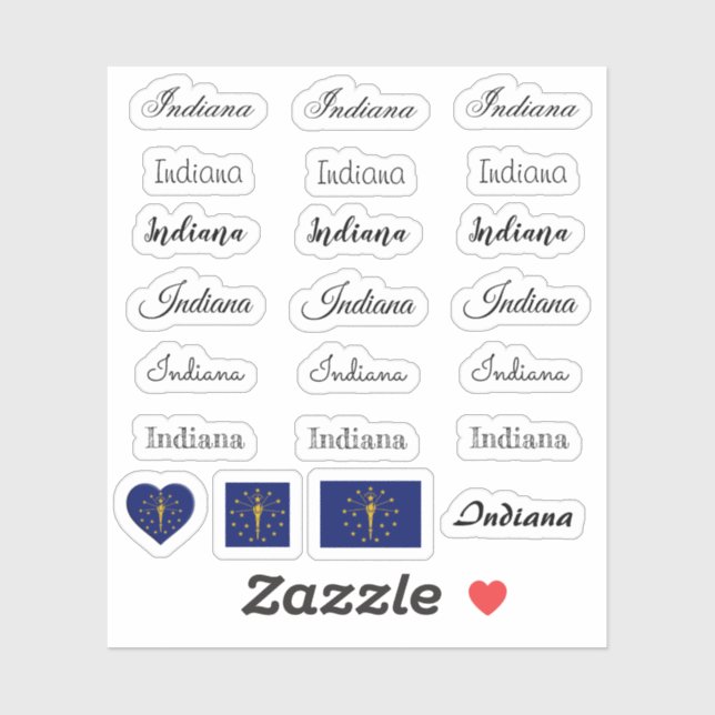 Pegatina Guión elegante Indiana & Indiana Bandera /name Set (Hoja)