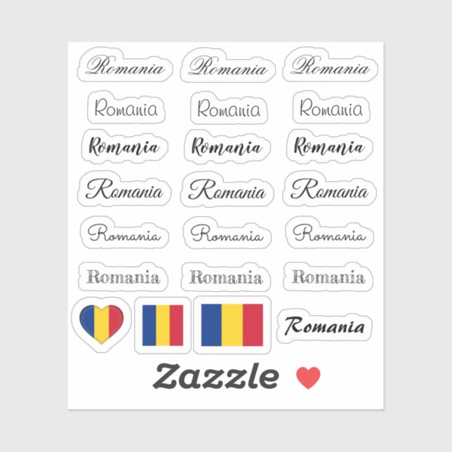 Pegatina Guión elegante Rumania y Bandera rumana /conjunto  (Hoja)