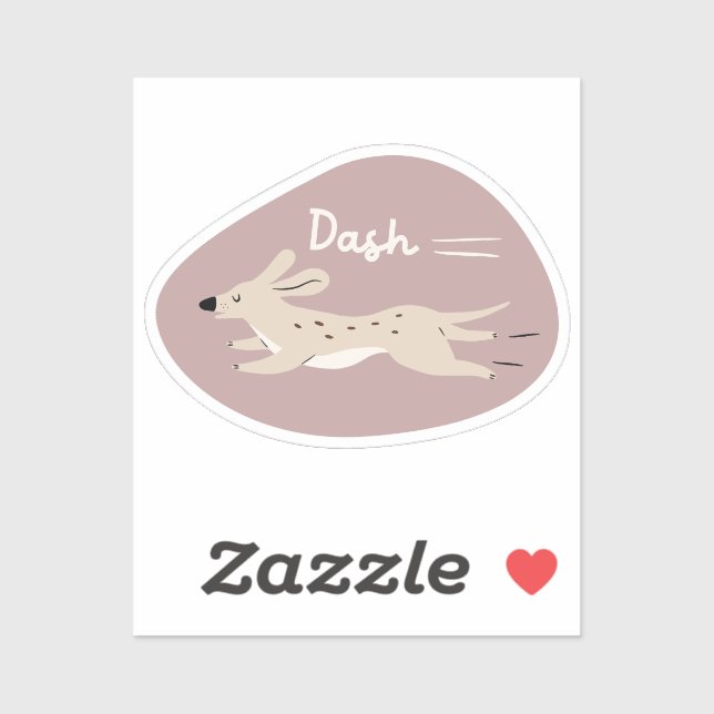 Pegatina "guión" lindo ilustrado perro largo todo beige (Hoja)