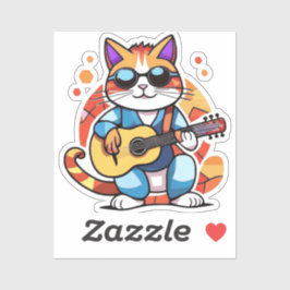 Pegatina guitarist cat