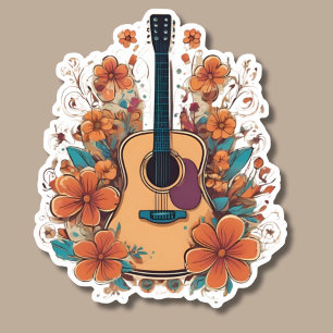Pegatina Guitarra Acústica Estilo Boho impermeable