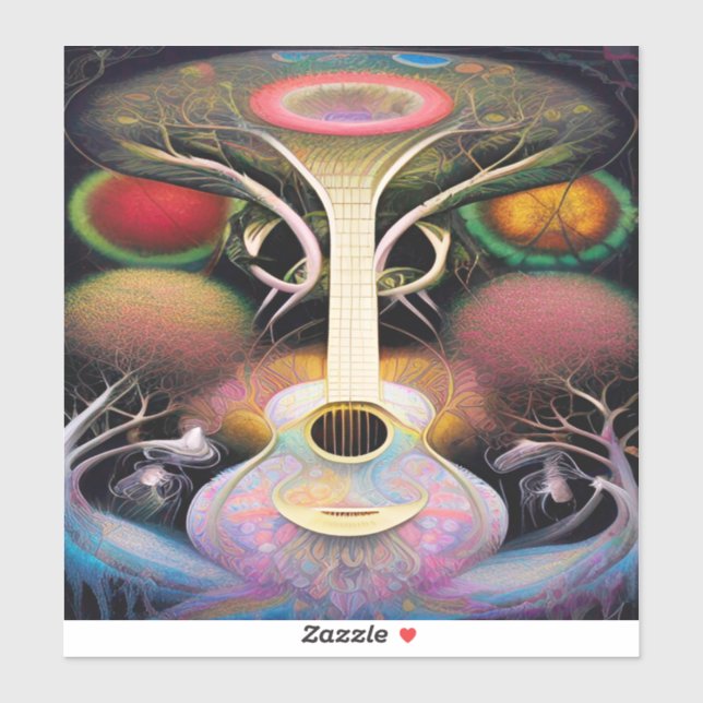 Pegatina Guitarra Acústica Púrpura Ligera (Hoja)