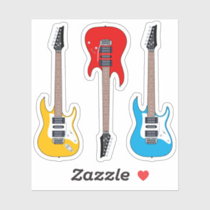 Pegatina Guitarra eléctrica 3 amarillo rojo azul