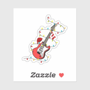 Pegatina Guitarra eléctrica Santa Claus Navidades de música