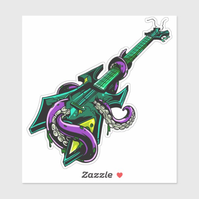 Pegatina Guitarra eléctrica tirada a la basura por la músic (Hoja)