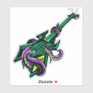 Pegatina Guitarra eléctrica trashed por música púrpura d