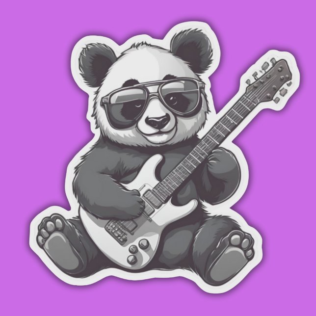 Pegatina Guitarra Jugando Panda impermeable (Subido por el creador)