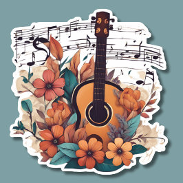Pegatina Guitarra musical estilo bohemio impermeable