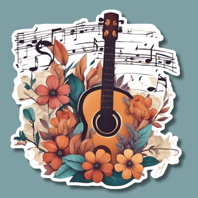 Pegatina Guitarra musical estilo bohemio impermeable (Subido por el creador)