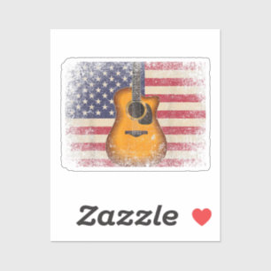 Pegatina Guitarra regalo 4 de julio bandera americana EE. U