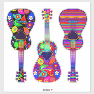 Pegatina Guitars pintados   Boho   Estilo hippie