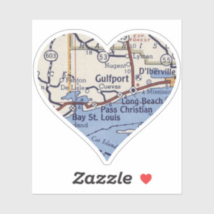 Pegatina Gulfport MS Vintage Map
