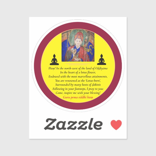 Pegatina Guru Rinpoche & Seven Line Prayer /Padmasambhava (Hoja)