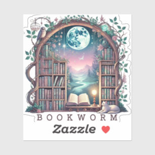Pegatina Gusano de libros de fantasía