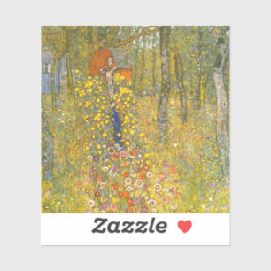 Pegatina Gustav Klimt Farm Garden con Crucifix