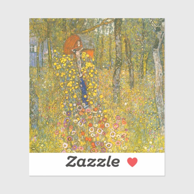 Pegatina Gustav Klimt Farm Garden con Crucifix (Hoja)