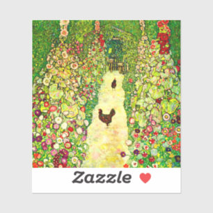 Pegatina Gustav Klimt Garden con pollos