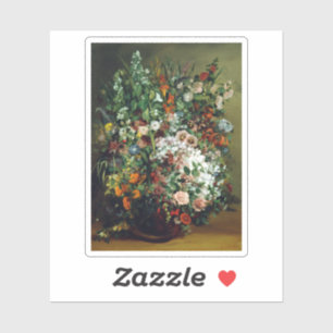Pegatina Gustave Courbet Bouquet Flowers in a Vase