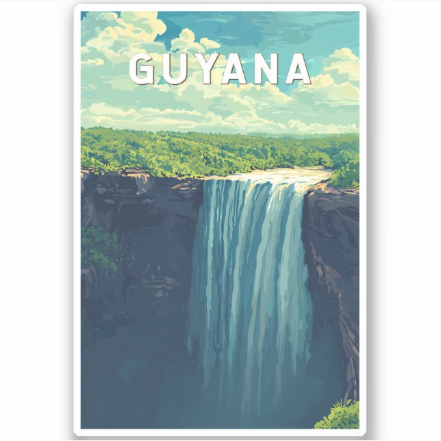 Pegatina Guyana Ilustracion Viaje al arte de cosechar (Anverso)