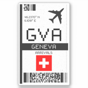 Pegatina GVA Ginebra Embarque - Suiza Viaje