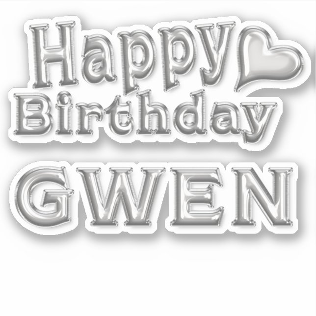 Pegatina Gwen Happy Birthday silver Aufkleber Sticker (Anverso)