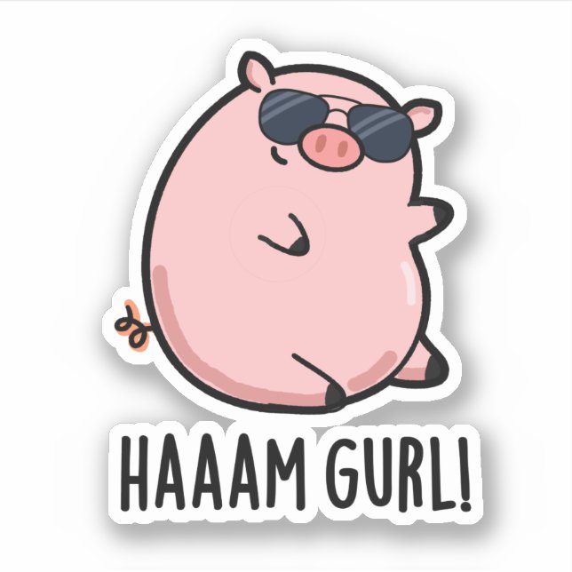 Pegatina Haaaam Gurl Funny Pig Pun (Anverso)