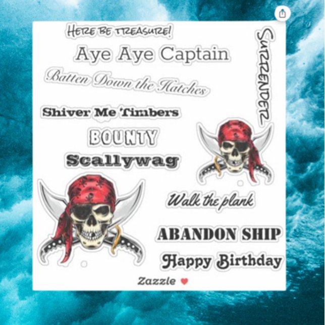 Pegatina habla como una leyenda pirata (Make your party unforgettable with this adorable pirate-themed personalized party sticker)