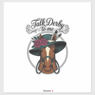 Pegatina Habla Derby Conmigo Diseño de Sombrero de Caballo 