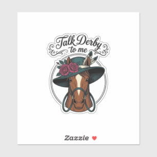 Pegatina Habla Derby Conmigo Diseño de Sombrero de Caballo 