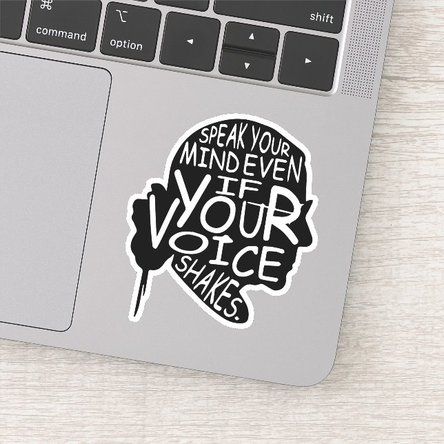Pegatina Habla tu mente incluso si tu voz se sacude (Detalle)