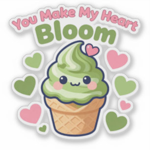 Pegatina Haces que mi corazón florezca Cute Kawaii Matcha 