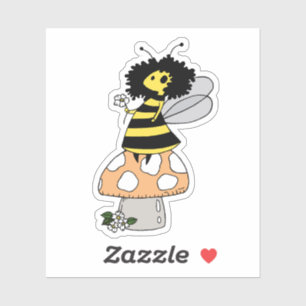 Pegatina Hada Abeja Y Sticker De Champiñón