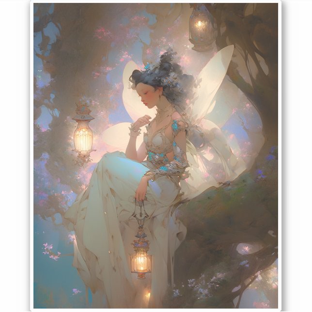 Pegatina Hada Con Linterna (Anverso)