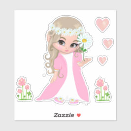 Pegatina Hada y flores