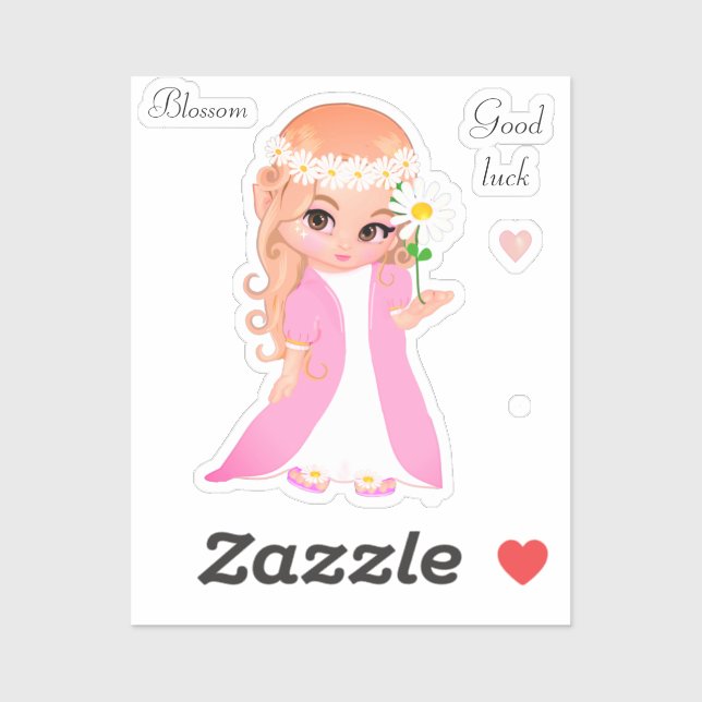 Pegatina Hada y Flores (Hoja)