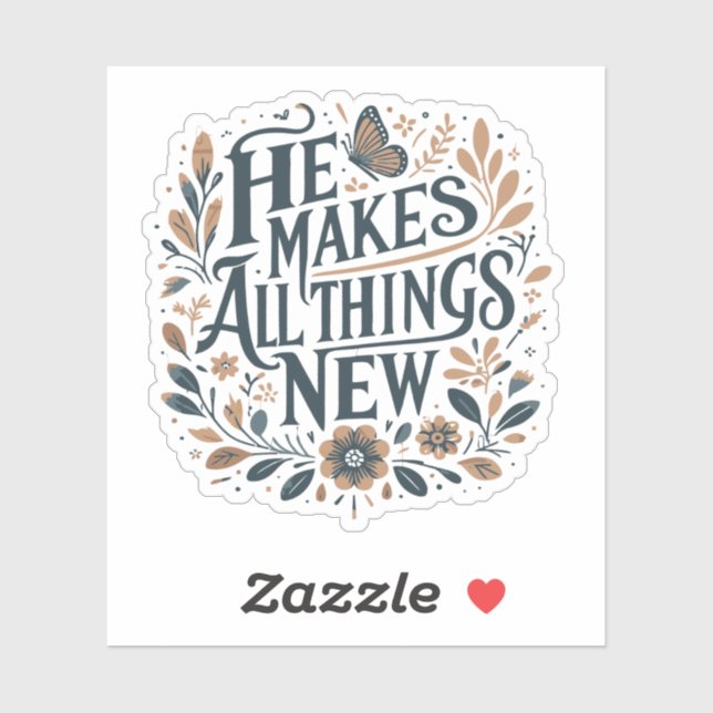 Pegatina Hago todas las cosas NUEVAS (Hoja)