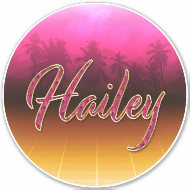 Pegatina Hailey Vorname Name golden pink Aufkleber Sticker (Anverso)