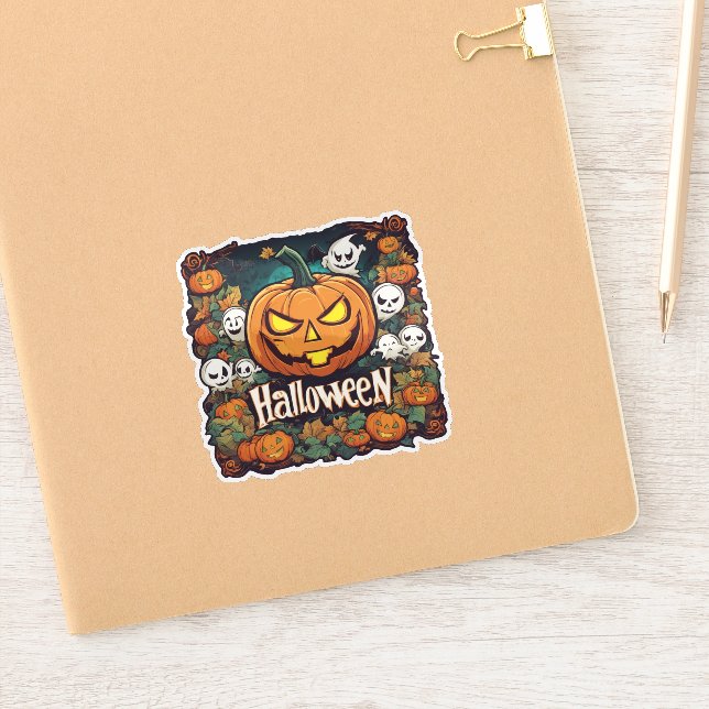 Pegatina Halloween-Banner mit Kürbissen und Geistern -  (Cuaderno)