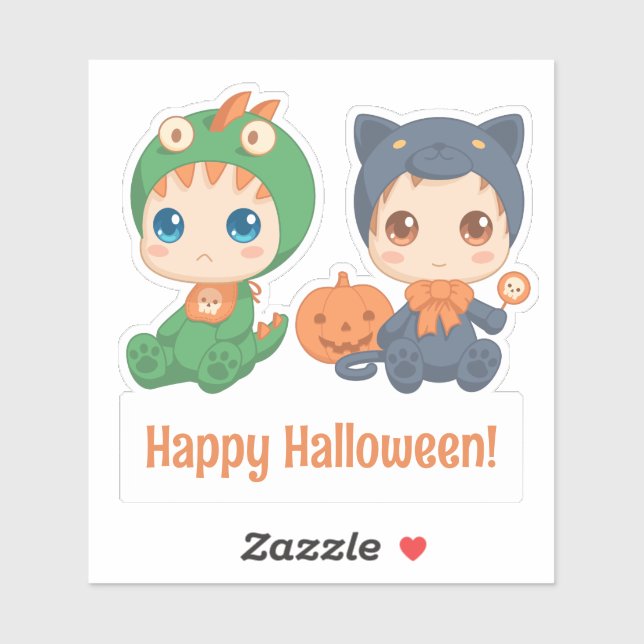 Pegatina Halloween bebe Personalizado Gato Dragón negro tex (Hoja)