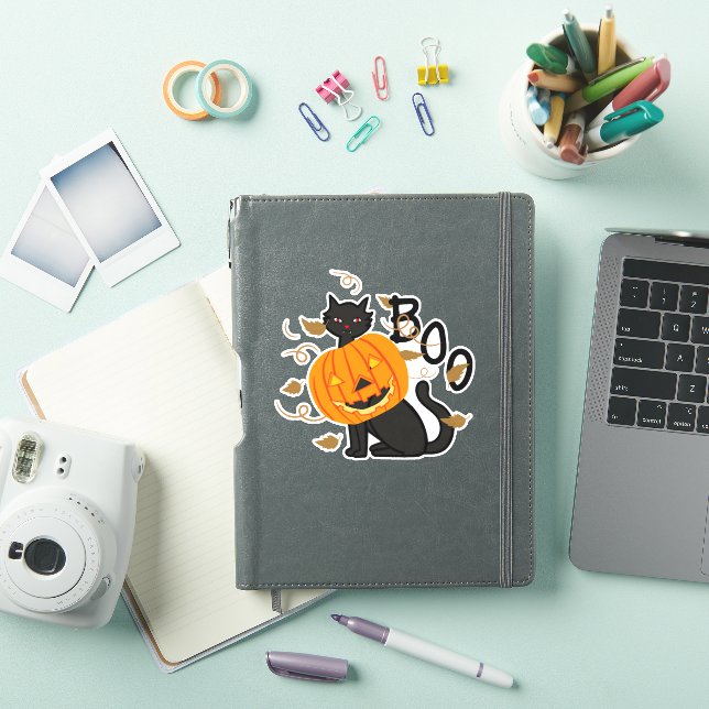 Pegatina Halloween Black cat Boo (Funda para iPad)