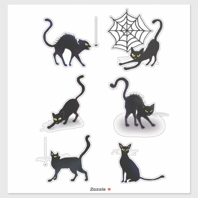 Pegatina Halloween Black Cats and Spiders Set ID852 (Hoja)
